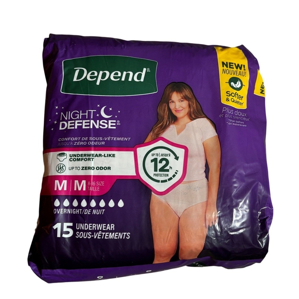 NEW Depend Night Defense Overnight Incontinence Underwear Women Medium 15 Count